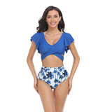 Two Pieces Sport Bra High Waist Ruffle Swimsuit - MVTFASHION.COM