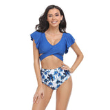 Two Pieces Sport Bra High Waist Ruffle Swimsuit - MVTFASHION.COM