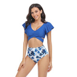 Two Pieces Sport Bra High Waist Ruffle Swimsuit - MVTFASHION.COM