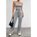 Two Pieces Square Neck Button Tirm Skinny Sets - MVTFASHION.COM