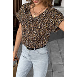 V Neck Floral Print Extended Sleeves Top - MVTFASHION.COM