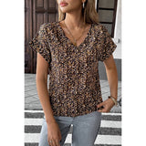 V Neck Floral Print Extended Sleeves Top - MVTFASHION.COM