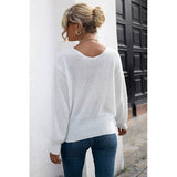 V Neck Long Sleeve Cross Sweater - MVTFASHION.COM