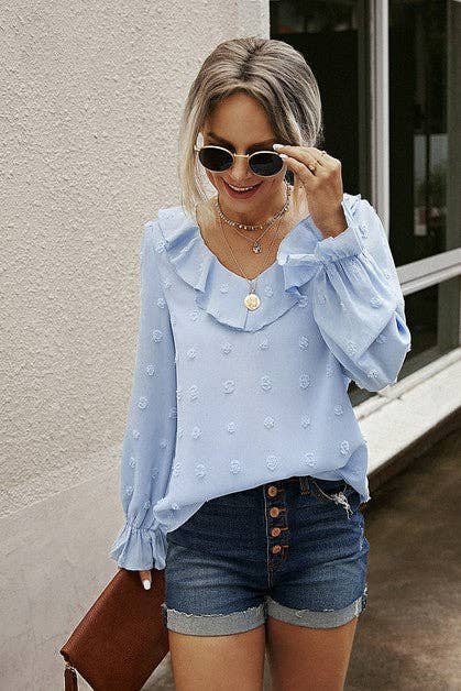 V NECK LONG SLEEVES TOP - MVTFASHION.COM