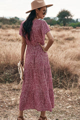 V Neck Polka Dot Short Sleeve Dress - MVTFASHION.COM