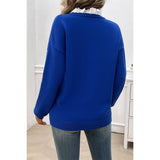 V Neck Ruffle Frilled Hem Solid Knit Sweater - MVTFASHION.COM