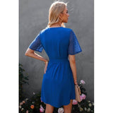 V Neck Short Sleeve Short Dress - MVTFASHION.COM