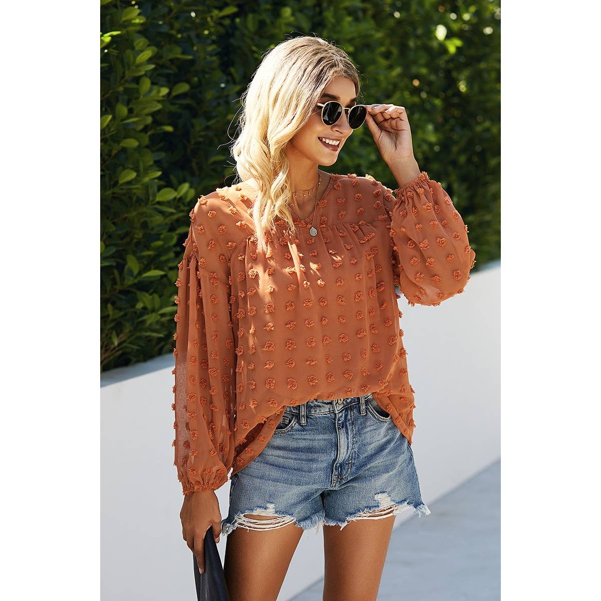 V Neck Solid Long Sleeve Loose Top - Clearance - MVTFASHION.COM