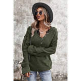 V Neck Solid Long Sleeve Sweater - MVTFASHION.COM