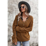 V Neck Solid Long Sleeve Sweater - MVTFASHION.COM
