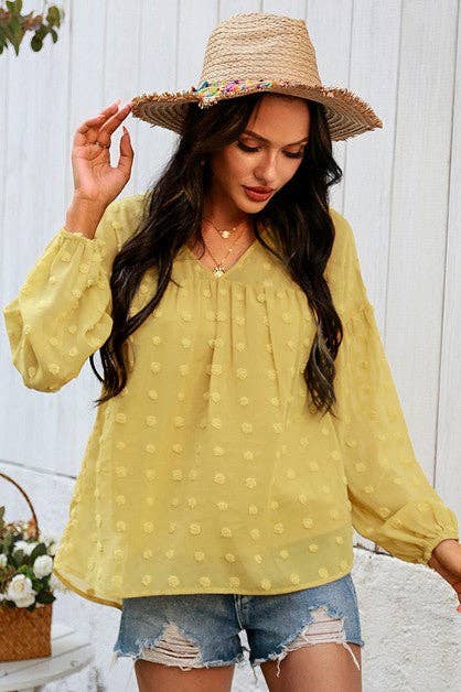 V Neck Solid Loose Long Sleeve Top - Clearance - MVTFASHION.COM