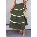 Waves Print Pleated Elastic Waist Band Skirt - MVTFASHION.COM