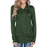 Zipper Cowl Neck Long Sleeve Sweatshirts - MVTFASHION.COM