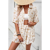 Allover Print Elastic Shorts Two Pieces Button Set - MVTFASHION.COM