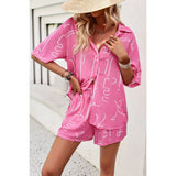 Allover Print Elastic Shorts Two Pieces Button Set - MVTFASHION.COM