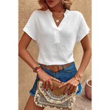 Bat Sleeve V Neck Loose Tank Ruched Solid Blouse - MVTFASHION