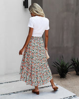 Boho Floral Smocked Midi Skirt - MVTFASHION