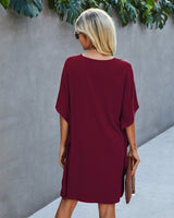 Breathable V Neck Shift Dress - MVTFASHION