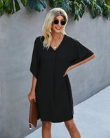 Breathable V Neck Shift Dress - MVTFASHION