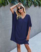 Breathable V Neck Shift Dress - MVTFASHION