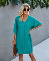 Breathable V Neck Shift Dress - MVTFASHION