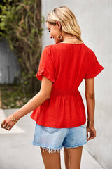 Breezy Ruffled Belted Top - MVTFASHION