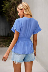 Breezy Ruffled Belted Top - MVTFASHION