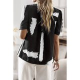 Brush Print Loose Fit Casual Blouse - MVTFASHION