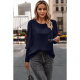 Button Back Puff Sleeve Loose Fit Solid Blouse - MVTFASHION