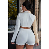 Button Trim Front Open Two Pieces Romper Sets - MVTFASHION.COM