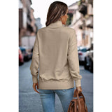 Button Up Color Block Solid Fit Pocket Sweatshirt - MVTFASHION