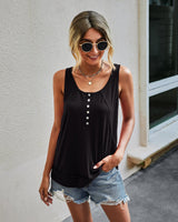 Button-Up Sleeveless Tank Top - MVTFASHION