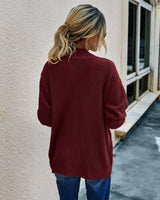 Cardigan V Neck Solid Open Front Oversize Women Sweater - MVTFASHION