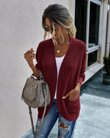 Cardigan V Neck Solid Open Front Oversize Women Sweater - MVTFASHION