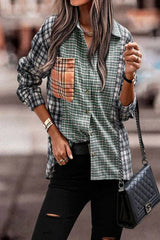 Checkered Chic Long Sleeve Shirt - MVTFASHION