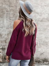 Chic Shoulder Cutout Sweater - MVTFASHION