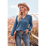 Chic V-Neck Pocket Knit Top - MVTFASHION