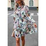 Color Block Hem Ruffle Printing Loose Fit Midi Dress - MVTFASHION