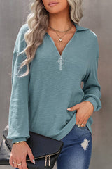 ComfyChic Half Zip Knit Top - MVTFASHION