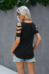 Cool Cutout Sleeve Top - MVTFASHION