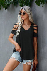 Cool Cutout Sleeve Top - MVTFASHION