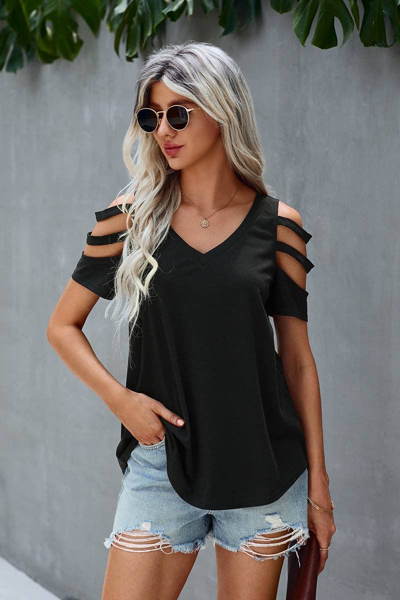 Cool Cutout Sleeve Top - MVTFASHION