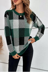Cozy Chic Plaid Knit Pullover - MVTFASHION.COM