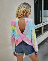 Cozy Chic Tie Dye Backless Sweatshirt - MVTFASHION