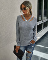 Cozy Chic V Neck Knit Sweater - MVTFASHION