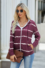 Cozy Striped Zip-Up Hoodie - MVTFASHION