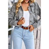 Cropped Plaid Button Coat - MVTFASHION