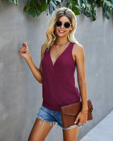 Cross V Neck Sleeveless Tank Top - Soft and Comfy - MVTFASHION