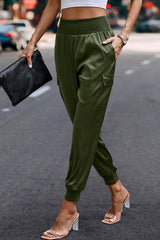 Elastic High Waist Sweatpants Sporty Pocket Pants - MVTFASHION.COM