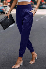 Elastic High Waist Sweatpants Sporty Pocket Pants - MVTFASHION.COM